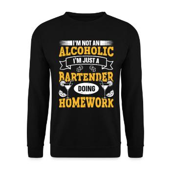 Juste un barman faisant ses devoirs Barman drôle - Sweat-shirt Unisexe - noir - Devant - Alina (178cm) & Michal (187cm)