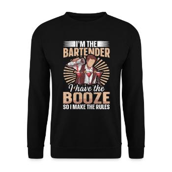 I Have The Booze So I Make The Rules Barkeeper - Unisex Sweatshirt - black - Front - Alina (178cm) & Michal (187cm)