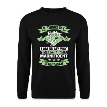 Anniversaire végétarien Militant végétalien des droits des animaux - Sweat-shirt Unisexe - noir - Devant - Alina (178cm) & Michal (187cm)