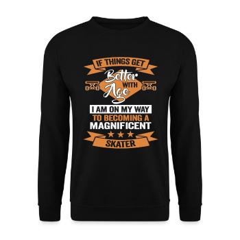 Skateboard Driver Skater Dress Longboard Rider - Unisex Sweatshirt - black - Front - Alina (178cm) & Michal (187cm)