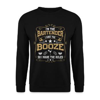 I Have The Booze So I Make The Rules Barkeeper - Unisex Sweatshirt - black - Front - Alina (178cm) & Michal (187cm)