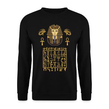 Egyptian Hieroglyphic Letters Symbols King Tut Pha - Unisex Pullover - Schwarz - Vorne - Alina (178cm) & Michal (187cm)
