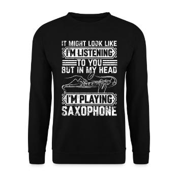 Dans ma tête, je joue du saxophone - Drôle de saxophones - Sweat-shirt Unisexe - noir - Devant - Alina (178cm) & Michal (187cm)