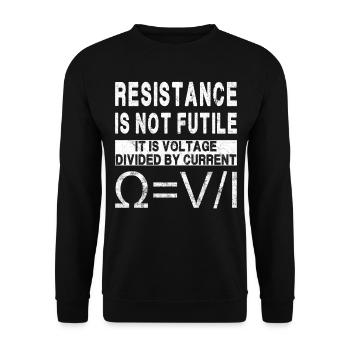 Widerstand ist nicht zwecklos - Volt geteilter Strom - Unisex Pullover - Schwarz - Vorne - Alina (178cm) & Michal (187cm)