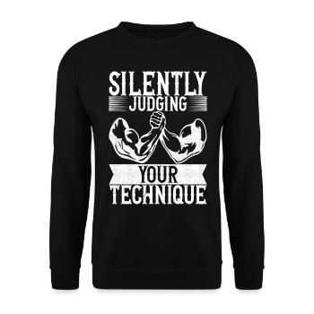 Arm wrestling arm wrestling - Unisex Sweatshirt - black - Front - Alina (178cm) & Michal (187cm)