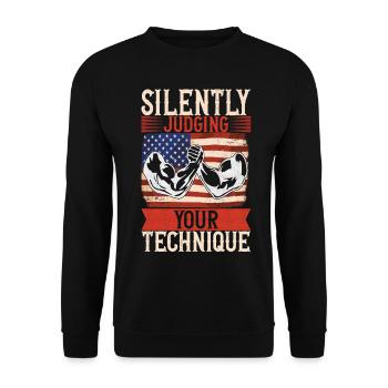 Arm wrestling arm wrestling - Unisex Sweatshirt - black - Front - Alina (178cm) & Michal (187cm)