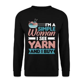 Handarbeit Stricken lustiger Strick Spruch - Unisex Pullover - Schwarz - Vorne - Alina (178cm) & Michal (187cm)
