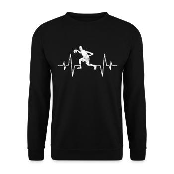 Basketball Herzschlag - Unisex Pullover - Schwarz - Vorne - Alina (178cm) & Michal (187cm)