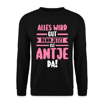 Antje - Unisex Pullover - Schwarz - Vorne - Alina (178cm) & Michal (187cm)