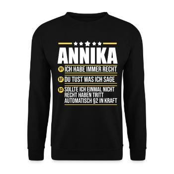 Annika - Unisex Pullover - Schwarz - Vorne - Alina (178cm) & Michal (187cm)