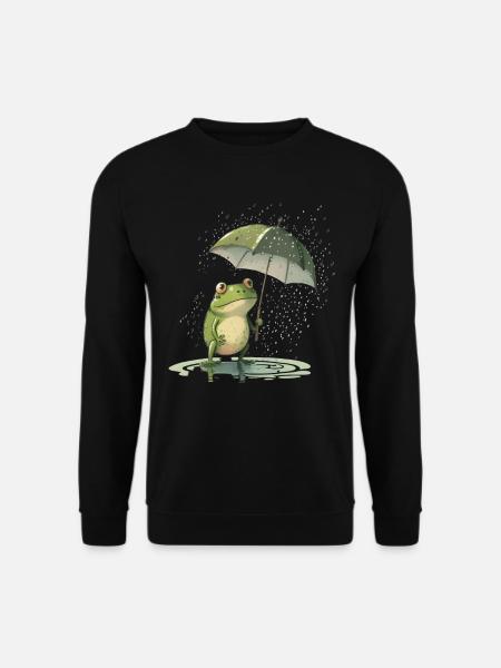 Frosch mit Regenschirm Frösche Kröte Amphibie - Unisex Pullover - Schwarz