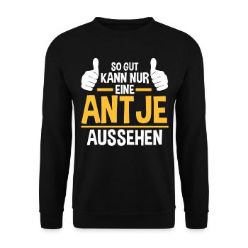 Antje - Unisex Pullover - Schwarz - Vorne - Alina (178cm) & Michal (187cm)