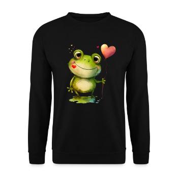 Frosch Frösche Kröte Liebe Valentienstag - Unisex Pullover - Schwarz - Vorne - Alina (178cm) & Michal (187cm)