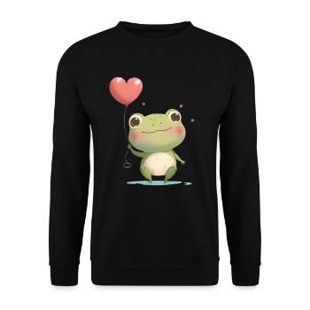 Frosch Frösche Kröte Liebe Valentienstag - Unisex Pullover - Schwarz - Vorne - Alina (178cm) & Michal (187cm)