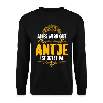 Antje - Unisex Pullover - Schwarz - Vorne - Alina (178cm) & Michal (187cm)