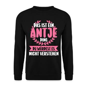 Antje - Unisex Pullover - Schwarz - Vorne - Alina (178cm) & Michal (187cm)