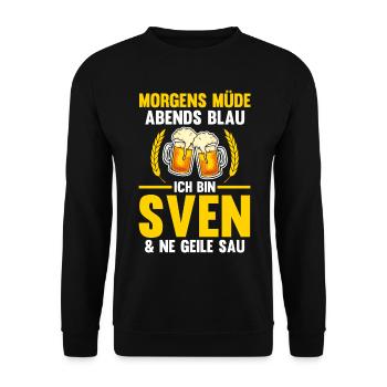 Sven - Unisex Pullover - Schwarz - Vorne - Alina (178cm) & Michal (187cm)