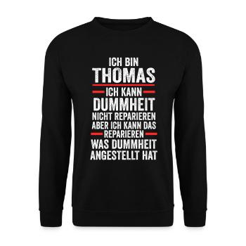 Thomas - Unisex Pullover - Schwarz - Vorne - Alina (178cm) & Michal (187cm)