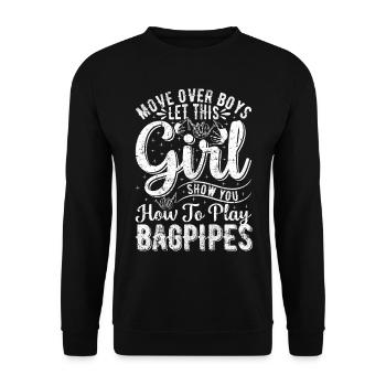 Laissez cette fille vous montrer comment jouer de la cornemuse - Bagp - Sweat-shirt Unisexe - noir - Devant - Alina (178cm) & Michal (187cm)