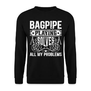 Jouer de la cornemuse résout tous mes problèmes - Sax Pl - Sweat-shirt Unisexe - noir - Devant - Alina (178cm) & Michal (187cm)