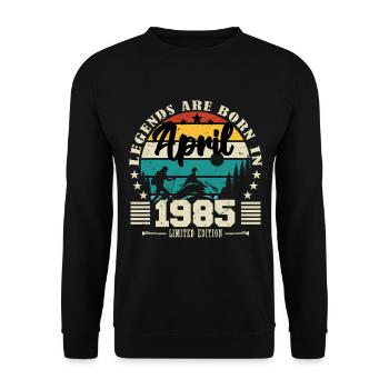 Avril 1985 Cadeau d'anniversaire avril 1985. April - Sweat-shirt Unisexe - noir - Devant - Alina (178cm) & Michal (187cm)