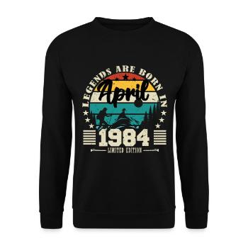 April 1984 Birthday present April 1984. April - Unisex Sweatshirt - black - Front - Alina (178cm) & Michal (187cm)