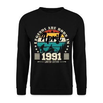 April 1991 Birthday gift April 1991. April - Unisex Sweatshirt - black - Front - Alina (178cm) & Michal (187cm)