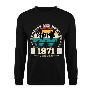 Avril 1971 Cadeau d'anniversaire avril 1971. April - Sweat-shirt Unisexe - noir - Devant - Alina (178cm) & Michal (187cm)