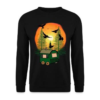 Construction trailer naturally different unusual living camp - Unisex Sweatshirt - black - Front - Alina (178cm) & Michal (187cm)