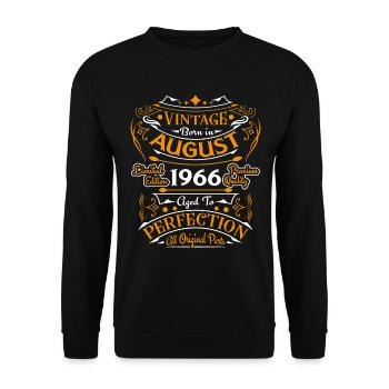 August 1966 Vintage Retro Geburtstagsgeschenk - Unisex Pullover - Schwarz - Vorne - Alina (178cm) & Michal (187cm)