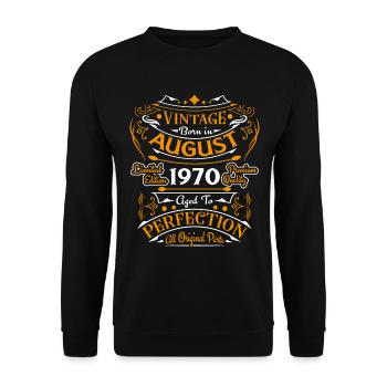 Vintage August 1970 Retro Birthday Gift - Unisex Sweatshirt - black - Front - Alina (178cm) & Michal (187cm)