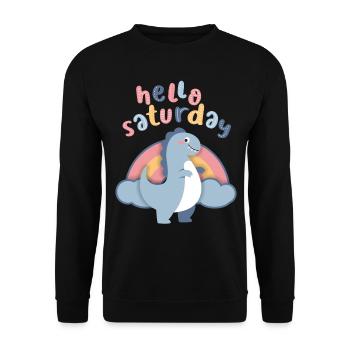 Kawaii dinosaurs. Rainbow, Hello-Saturday - Unisex Sweatshirt - black - Front - Alina (178cm) & Michal (187cm)