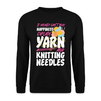 Knitting Knitter If Money Can't - Unisex Pullover - Schwarz - Vorne - Alina (178cm) & Michal (187cm)
