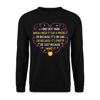 Knitting Knitter I Only Buy Yarn - Unisex Pullover - Schwarz - Vorne - Alina (178cm) & Michal (187cm)