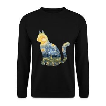 Mignon Chat Jouet Nuit Étoilée Fourrure - Sweat-shirt Unisexe - noir - Devant - Alina (178cm) & Michal (187cm)