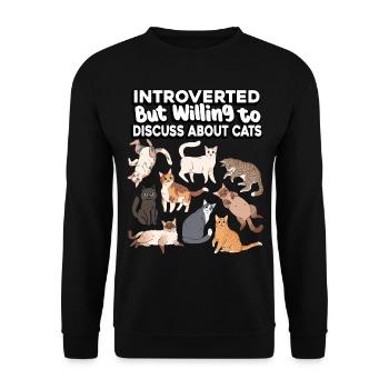 Introverti, mais prêt à parler des chats et - Sweat-shirt Unisexe - noir - Devant - Alina (178cm) & Michal (187cm)