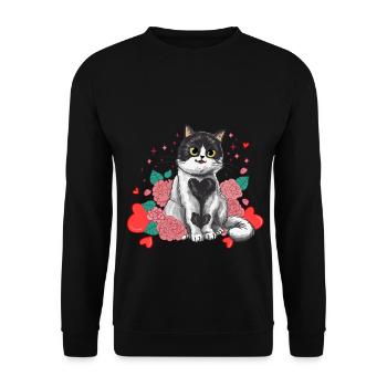 Mignon jouet pour chat Love Hearts Rose - Sweat-shirt Unisexe - noir - Devant - Alina (178cm) & Michal (187cm)