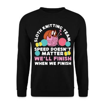Knitting Knitter Sloth Sloth - Unisex Sweatshirt - black - Front - Alina (178cm) & Michal (187cm)