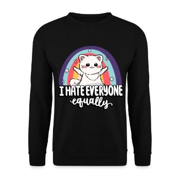 I hate everyone equally cute cat people - Unisex Sweatshirt - black - Front - Alina (178cm) & Michal (187cm)
