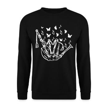 Bagpipe With Music Notes & Butterflies - Bagpipe P - Unisex Sweatshirt - black - Front - Alina (178cm) & Michal (187cm)