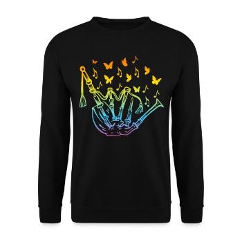 Cornemuse avec notes de musique et papillons - Musicien - Sweat-shirt Unisexe - noir - Devant - Alina (178cm) & Michal (187cm)