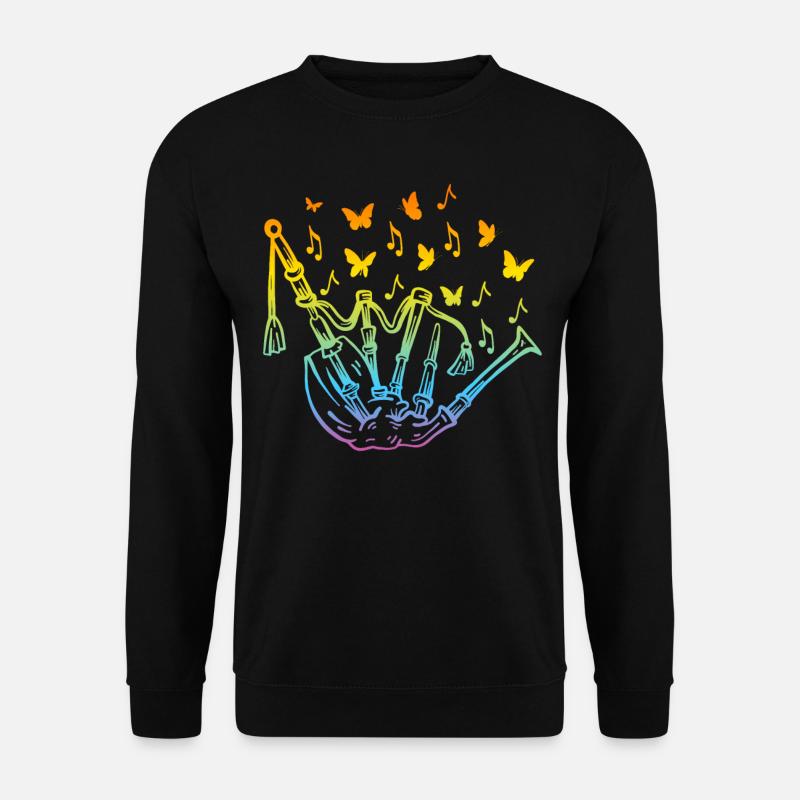 Bagpipe With Music Notes & Butterflies - Musician - Unisex Pullover - Schwarz