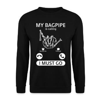 Ma cornemuse appelle I Must Go - Bagpipe Player - Sweat-shirt Unisexe - noir - Devant - Alina (178cm) & Michal (187cm)