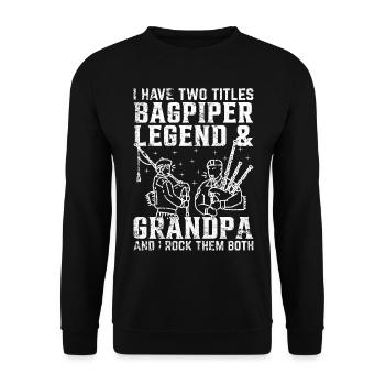 J’ai deux titres Bagpiper Legend & Grandpa Bagpip - Sweat-shirt Unisexe - noir - Devant - Alina (178cm) & Michal (187cm)