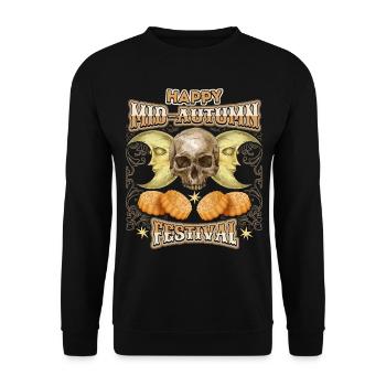 Chinese Moon Festival Mooncakes with Skull - Unisex Sweatshirt - black - Front - Alina (178cm) & Michal (187cm)