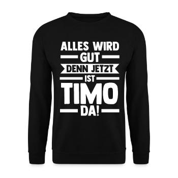 Timo - Unisex Pullover - Schwarz - Vorne - Alina (178cm) & Michal (187cm)