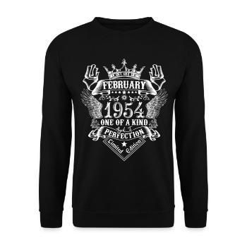 Février 1954 anniversaire Février 1954 Février - Sweat-shirt Unisexe - noir - Devant - Alina (178cm) & Michal (187cm)