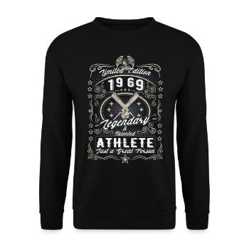 Vintage 1969 Baseball Birthday Gift Hobby - Unisex Sweatshirt - black - Front - Alina (178cm) & Michal (187cm)