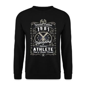 Vintage 1981 Baseball Cadeau d’anniversaire Hobby - Sweat-shirt Unisexe - noir - Devant - Alina (178cm) & Michal (187cm)
