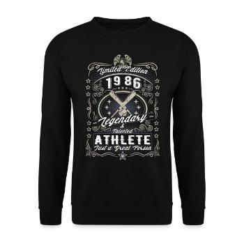 Vintage 1986 Baseball Birthday Gift Hobby - Unisex Sweatshirt - black - Front - Alina (178cm) & Michal (187cm)